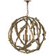 Driftwood 3 Light 29 inch Washed Driftwood Orb Chandelier Ceiling Light